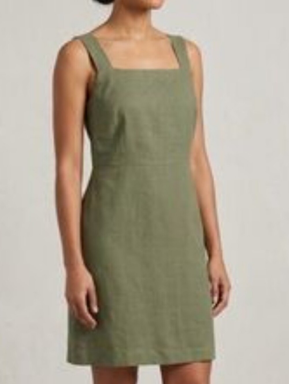 Theory Olive Square-Neck Sleeveless Linen Dress Size 8